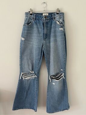ROLLA'S Distressed Medium Blue Wide-Leg Jeans